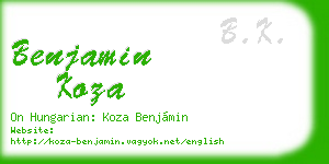 benjamin koza business card