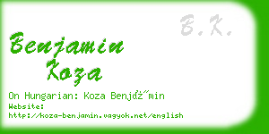 benjamin koza business card